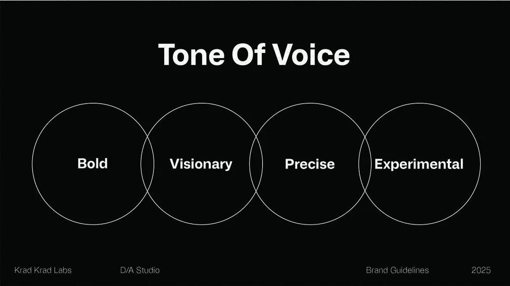 Tone of voice: bold, visionary, precise, experimental