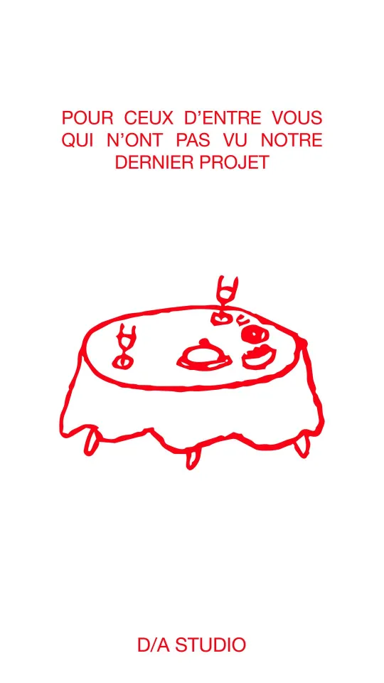 Instagram story with the red table drawing
