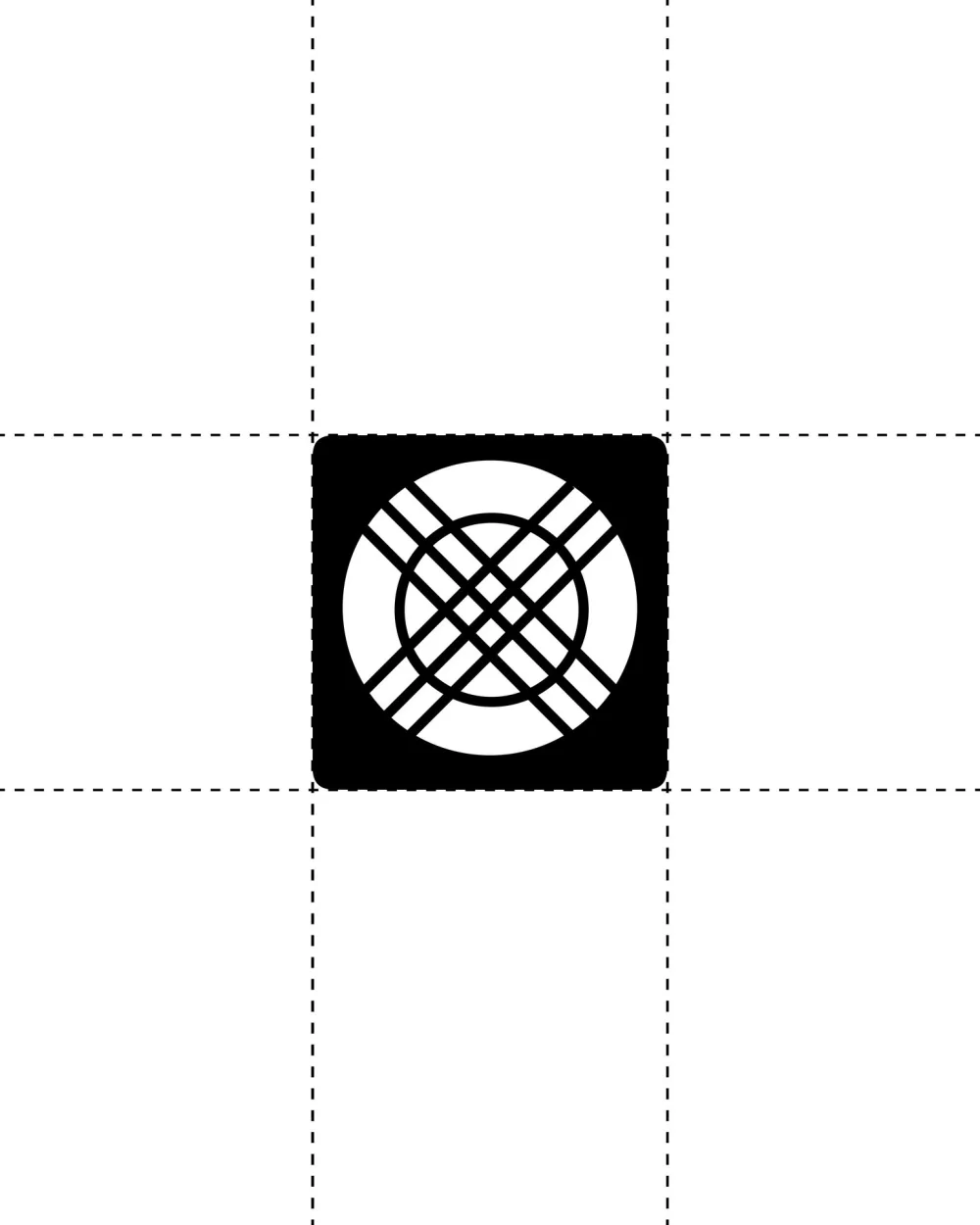 The lattice emblem in a black rounded square on its grid