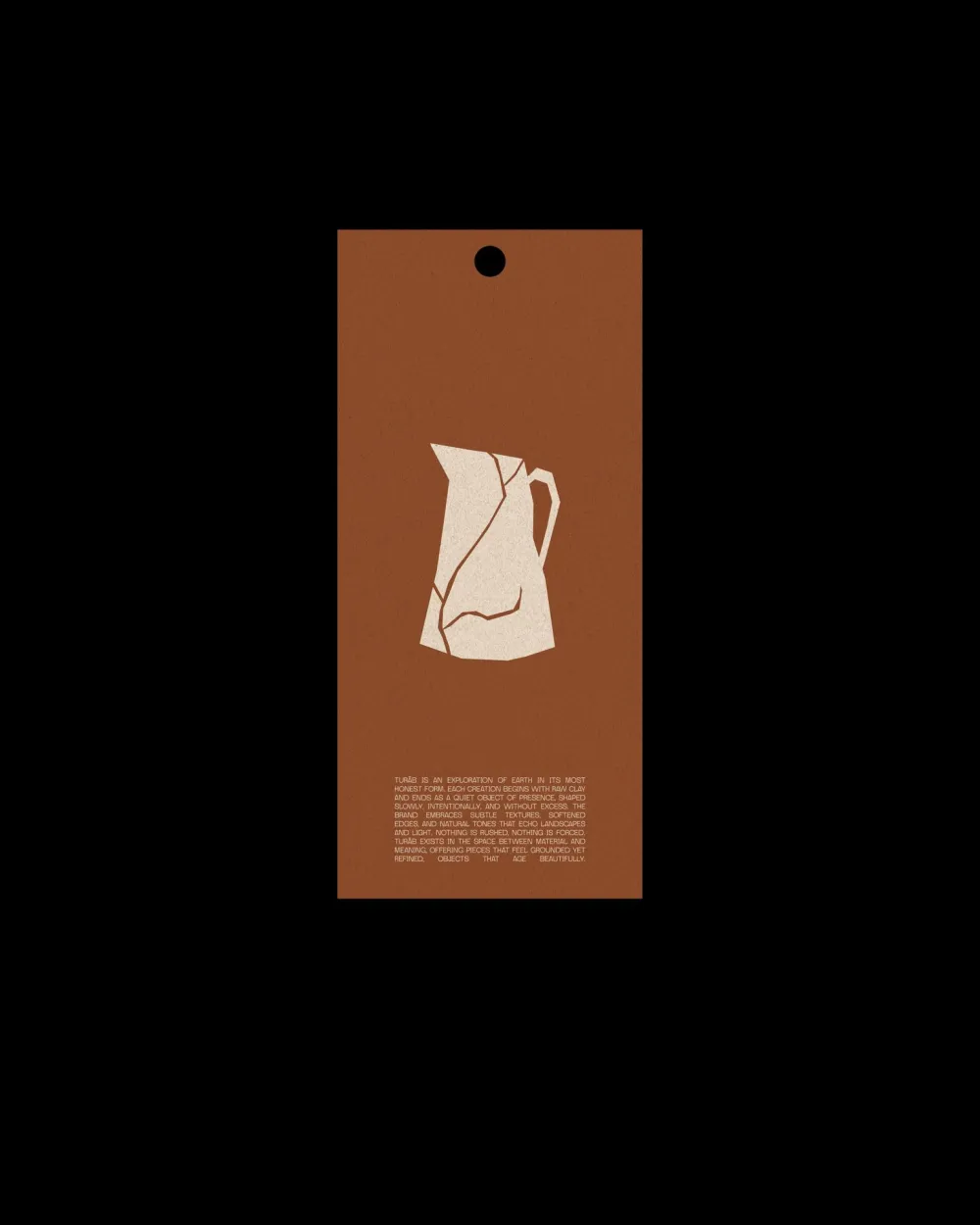 Terracotta hang tag with an ivory jug silhouette